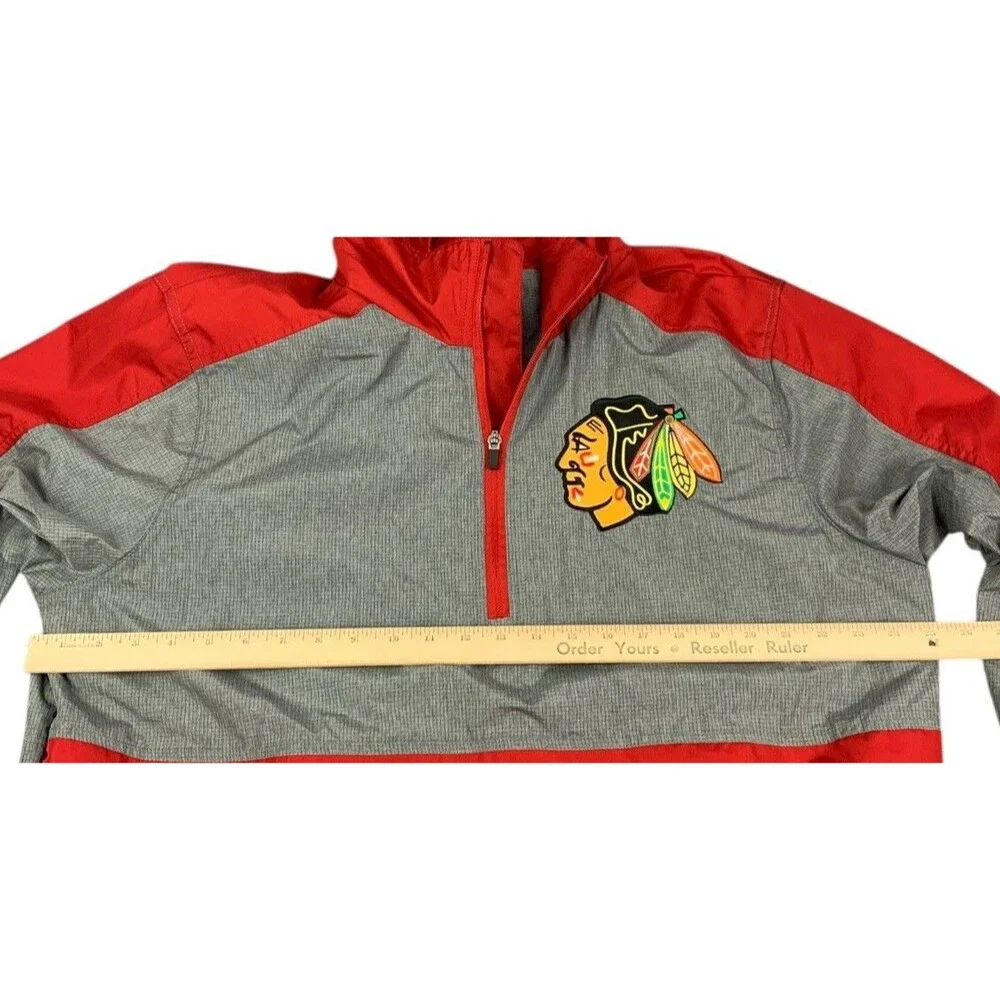 Chicago Blackhawks 1/4-Zip Windbreaker Rain Jacket Pullover, Men’s Size XL